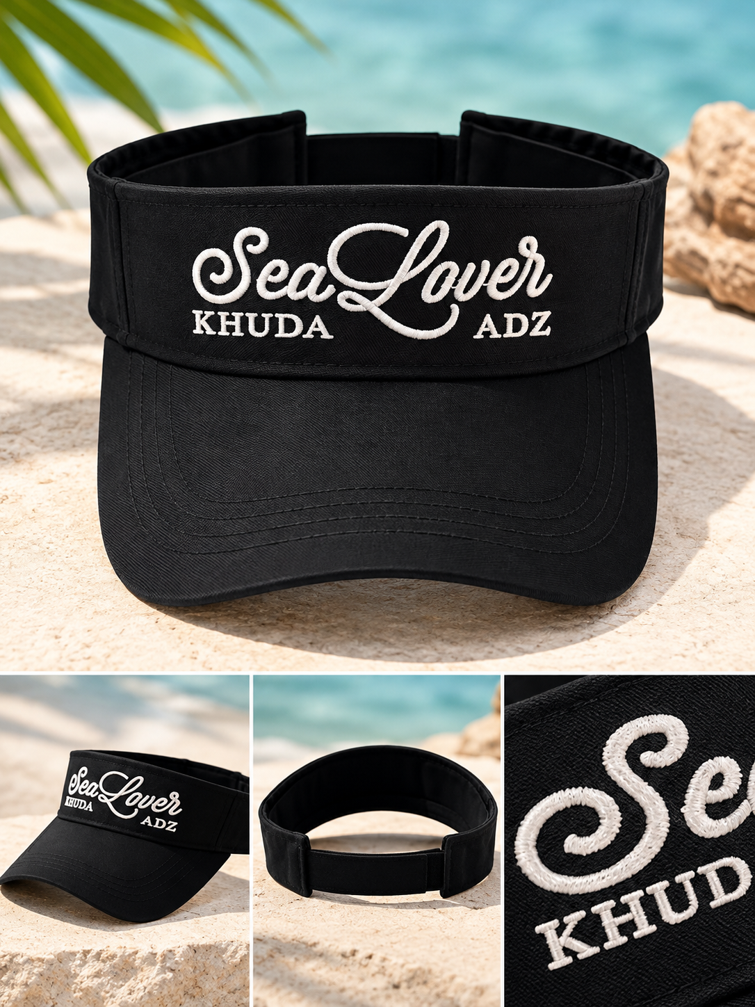 Visera Antifluido Ref Sea Lover V1 Negra Bordado Blanco