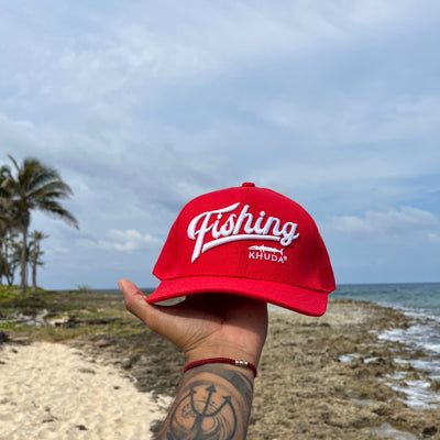 Gorra dril bordada fishing rojo/blanco