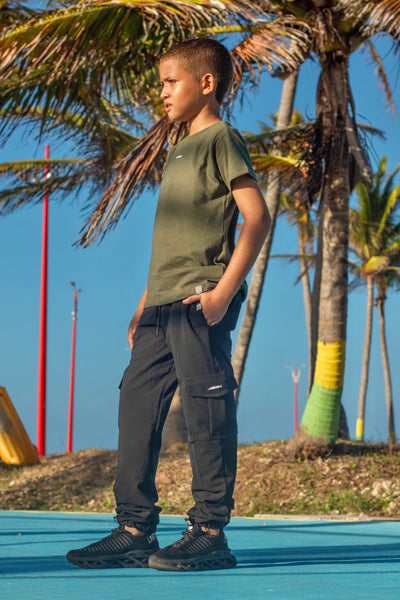 Jogger Cargo Unisex Kids Ref Khuda Negro