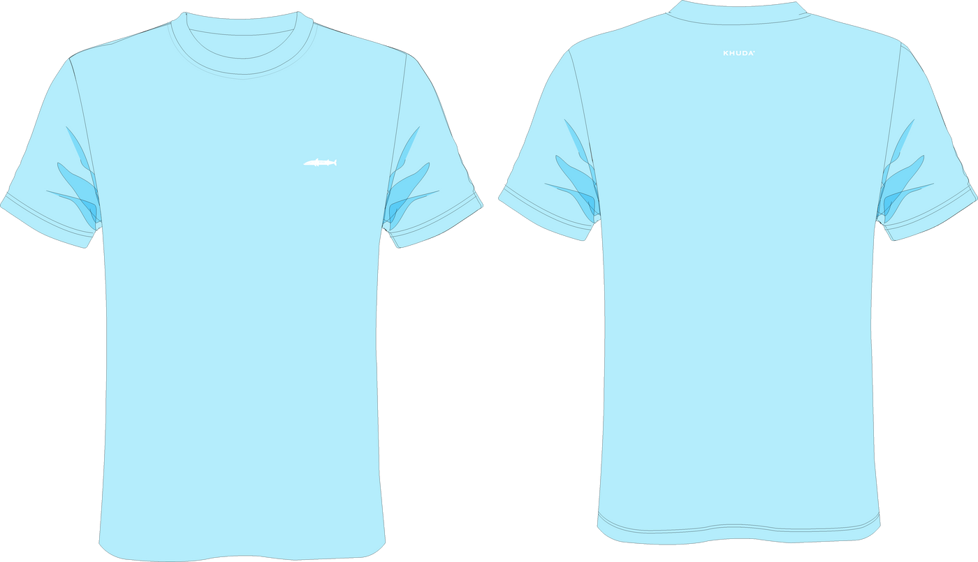 Camiseta Hombre Classicfit Azul Cielo Estampada Blanco