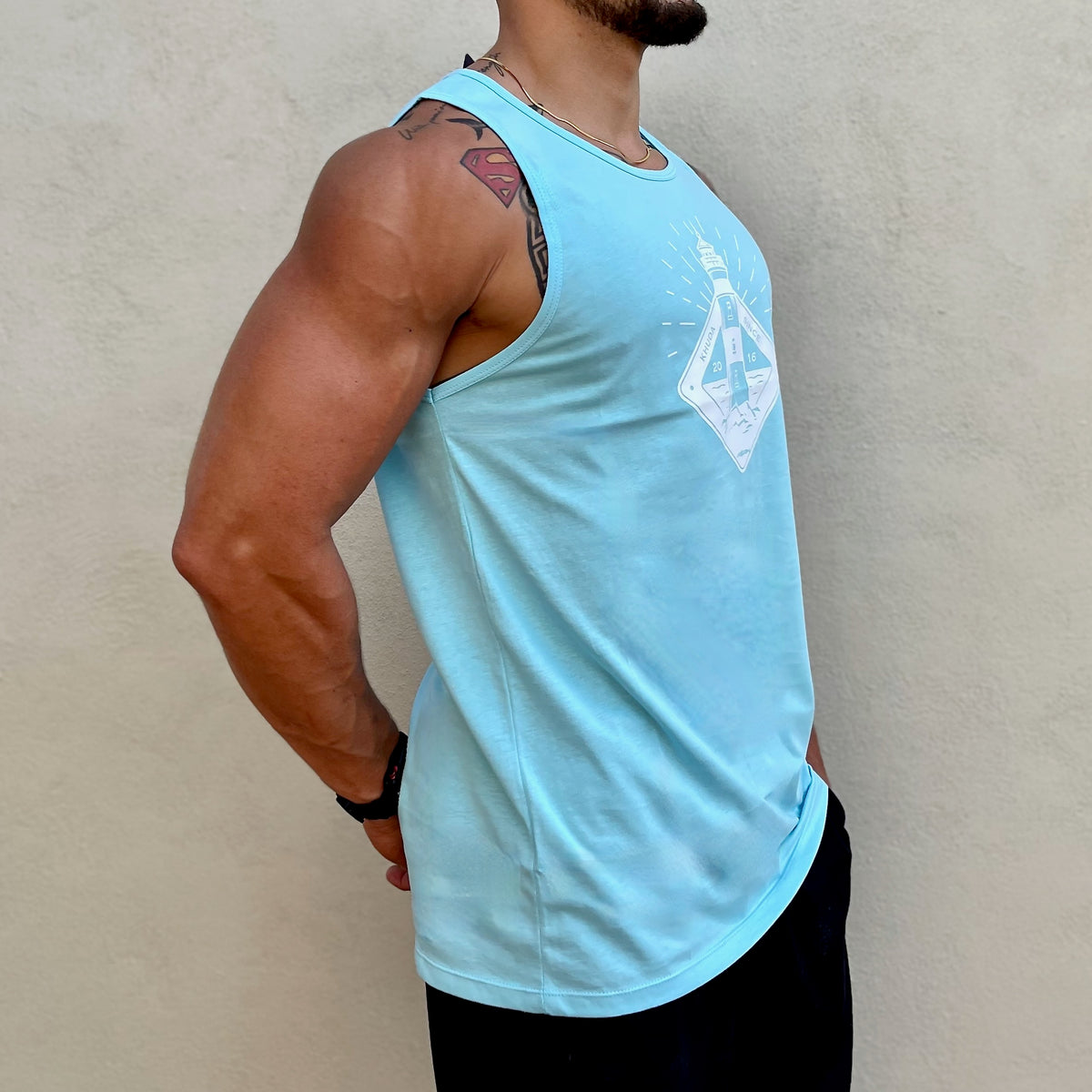 Camisilla Hombre Azul Cielo Estampada Faro