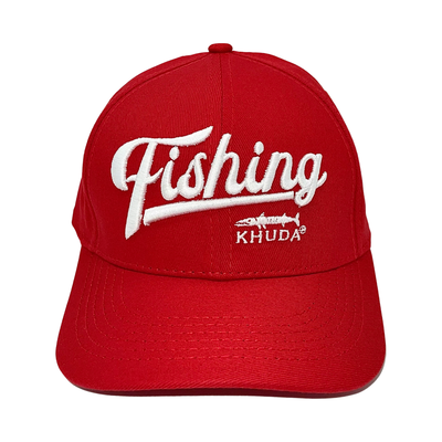 Gorra dril bordada fishing rojo/blanco